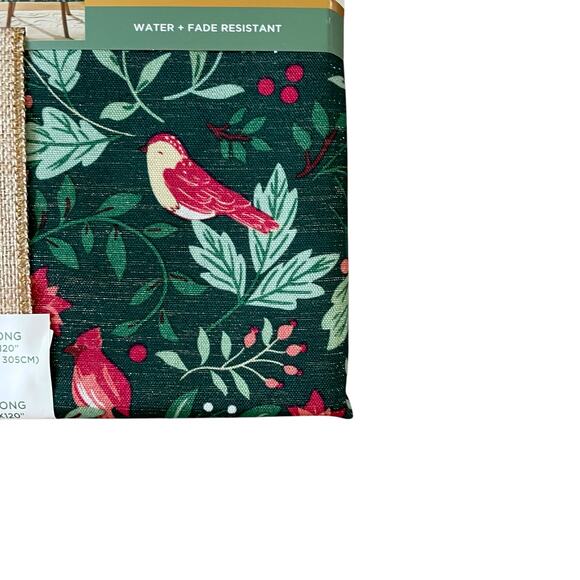The Farmhouse Easy Care 60x120 Christmas Tablecloth Holiday Holly & Cardinals - Picture 6 of 12